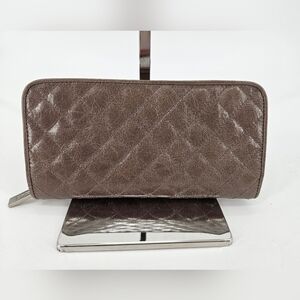 HOBO International TAUPE QUILTED Leather ZIP Around Wallet Card Slots Check BOOK